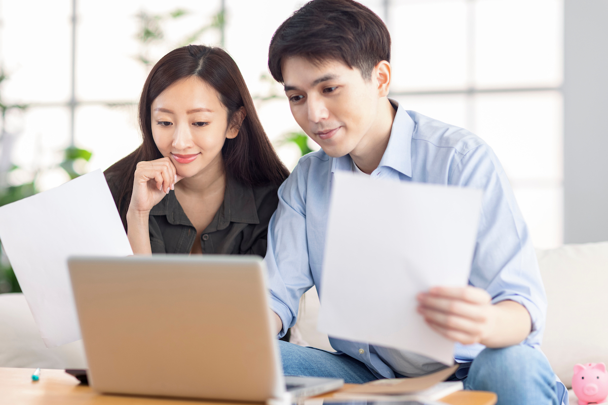 Young couple preparing for RRSP season