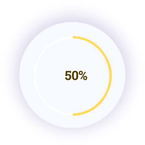 A circular progress bar with a yellow arc indicating 50% completion, displaying "50%" in the center, visually represents progress toward your Retirement Savings Plan on a light background.